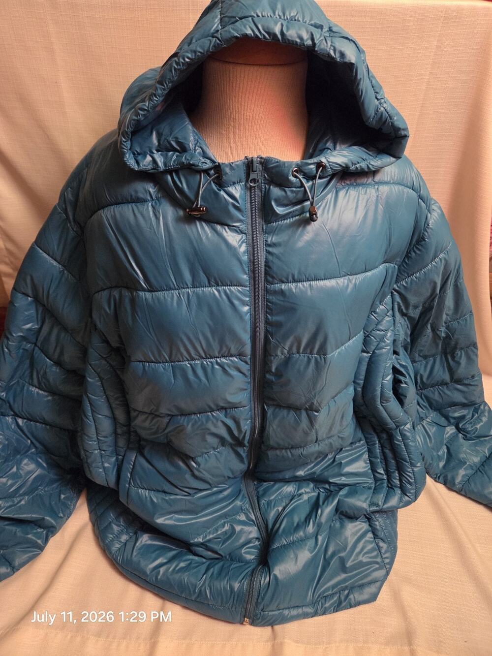 Woman Within Women’s Hooded Packable Insulated Full-Zip Puffer Jacket Blue 4X